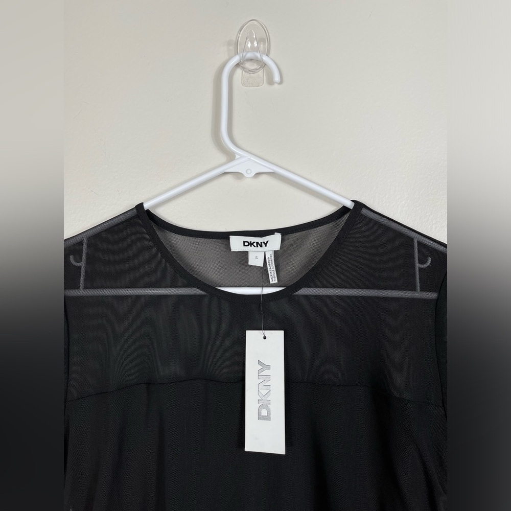 DKNY Black Sheer Women's Soft Top Slim Fit Party Events Size S NWT - Picture 6 of 14